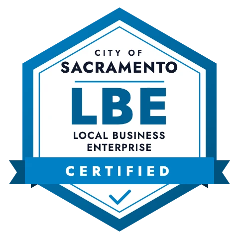 City of Sacramento certified Local Business Enterprise (LBE) badge