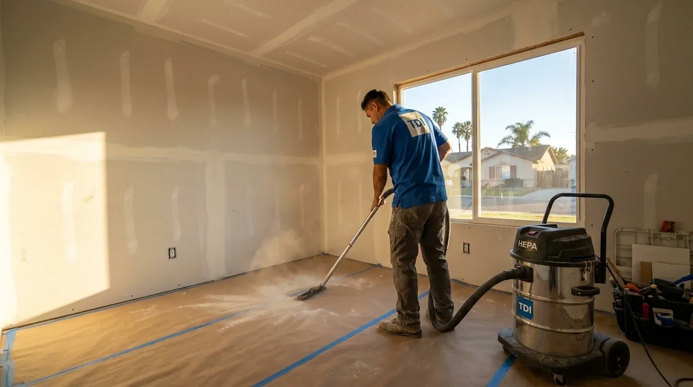 Final cleanup of a renovated room before new flooring in Sacramento
